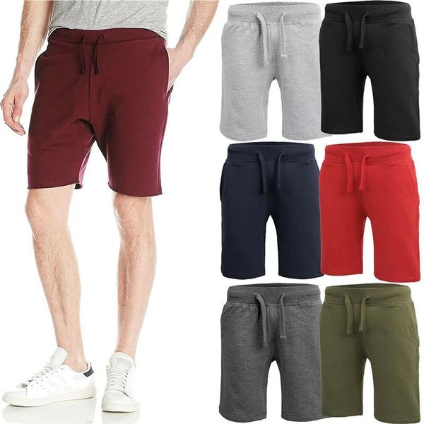 

men's shorts fleece sweat casual solid color cotton jogger, White;black