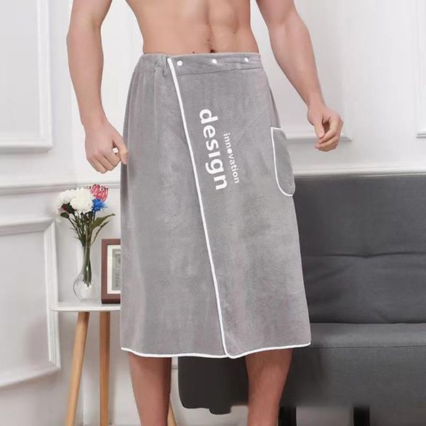 

towel man wearable bath thicken with pocket and button soft microfiber super absorbent swimming pool beach breasted design