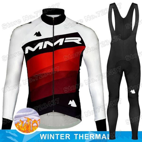 

racing sets 2022 mmr cycling jersey set winter clothing men road bike thermal jacket suit bicycle pants mtb ropa ciclismo maillot, Black;blue