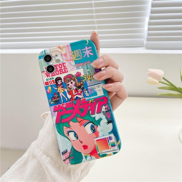 

cell phone pouches cartoon anime girl case for 12 11 pro max x xs xr 7 8 puls se 2021 cases matte soft imd silicone back cover