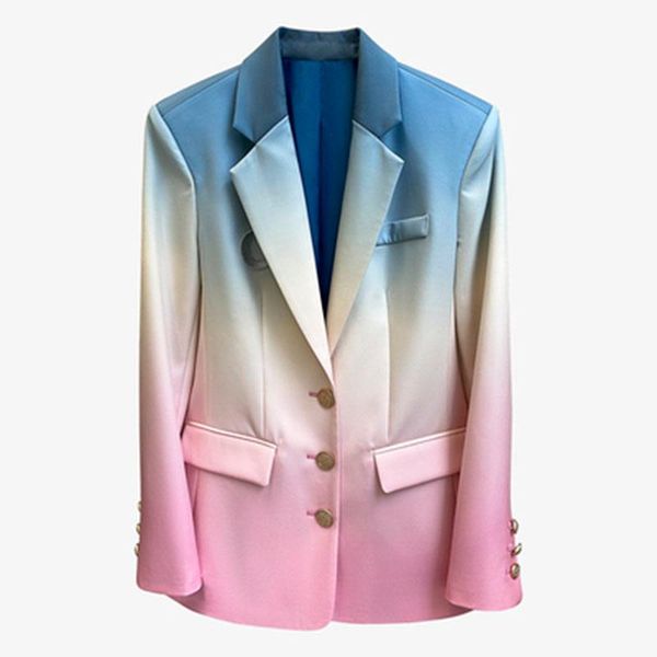 

european spring autumn indie aesthetic colorful gradient color suit jacket loose style office lady women's suits & blazers, White;black