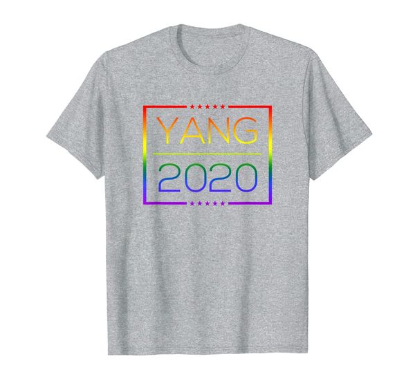 

andrew yang 2020 - democrat for president - rainbow pride t-shirt, White;black