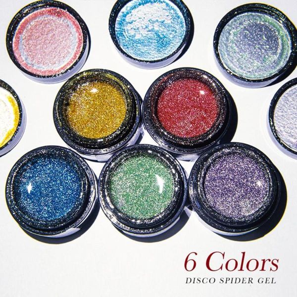 

nail gel 6pcs/set 8ml spider soak off quick dry portable varnish drawing 3d manicure disco for beauty, Red;pink