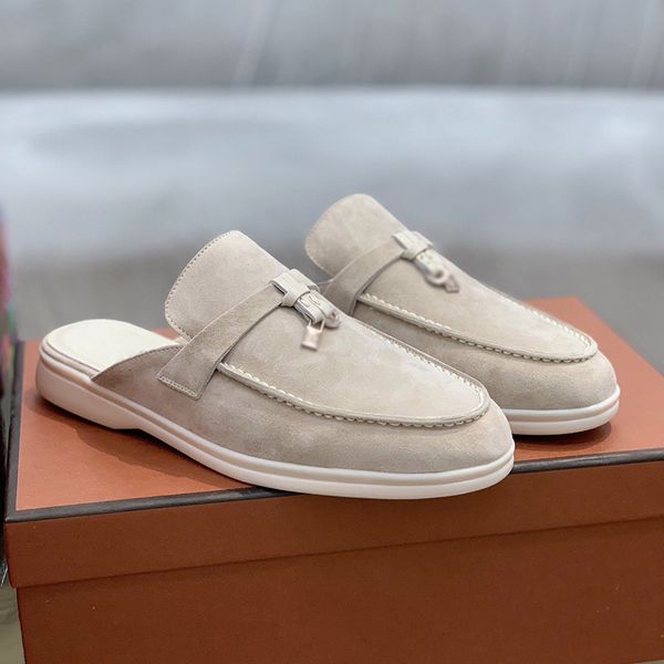 

designer shoes fashion luxury charms walk slipper women casual loafers platform slippers classic suede walking flats mules with buckle outdo, Black