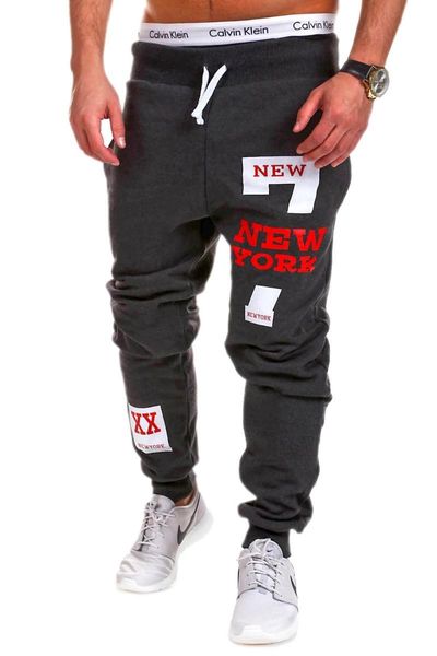 

fitness pants letters hip-hop print design men's sports and leisure, Black