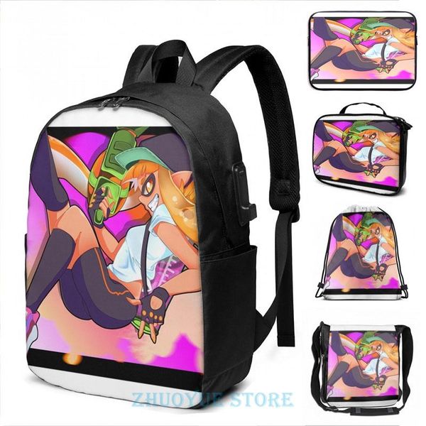 

backpack funny graphic print usb charge men school bags women bag travel laptop