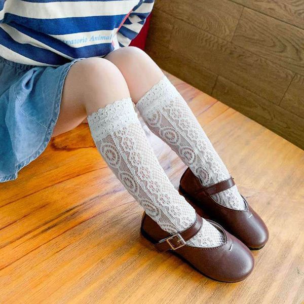 

girls socks baby clothes kids accessories childrens knit knee high sock summer mesh flower princess lace b7660, Pink;yellow