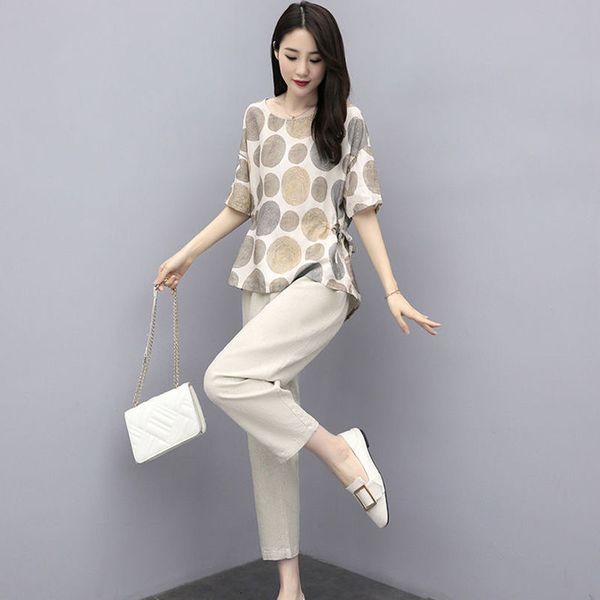 

summer casual two piece set and pants loose 2 peice set short sleeve t shirt and wide leg pants loose suit z04cx220311, White