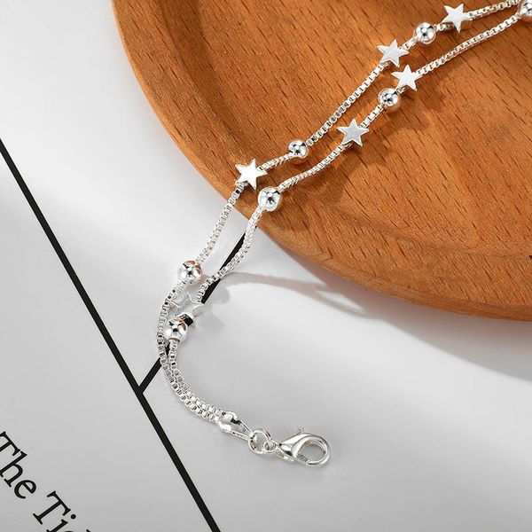 

charm bracelets & bangles for women box chains charms with star pendants stylish fine wedding jewelry girls 2021 trendy christmas gift, Golden;silver