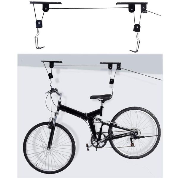 

car & truck racks bike bicycle lift ceiling mounted hoist storage garage hanger pulley rack accessories assemblies
