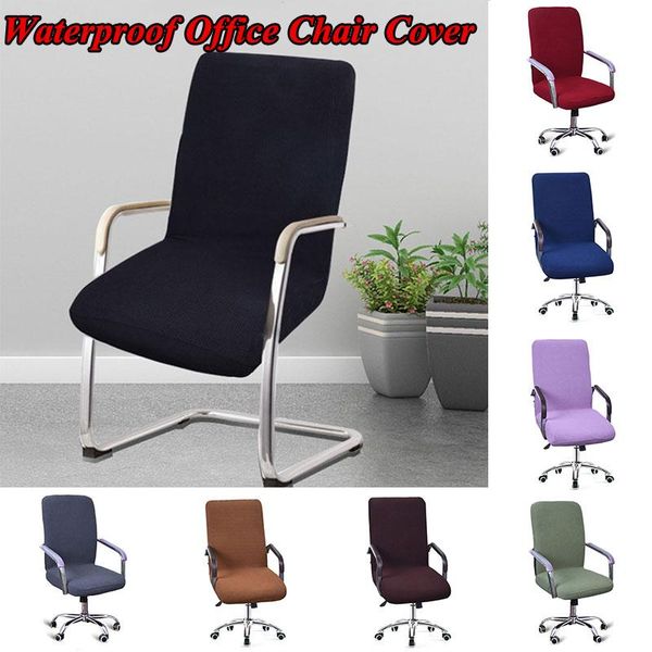 

s/m/l solid stretch office computer chair cover rotating desk seat spandex waterproof elastic slipcover washable removable covers