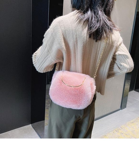 

waist bags 2021 faux fur crossbody for women autumn winter plush purses and handbags female phone shoulder bag girls wallet