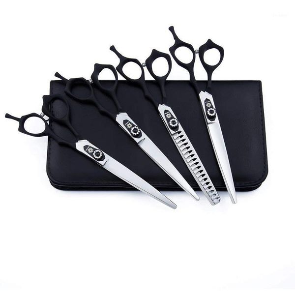

professional elastic handle pet grooming scissors set 7.0'', dog groomer kit 4pcs hair trimming shears1