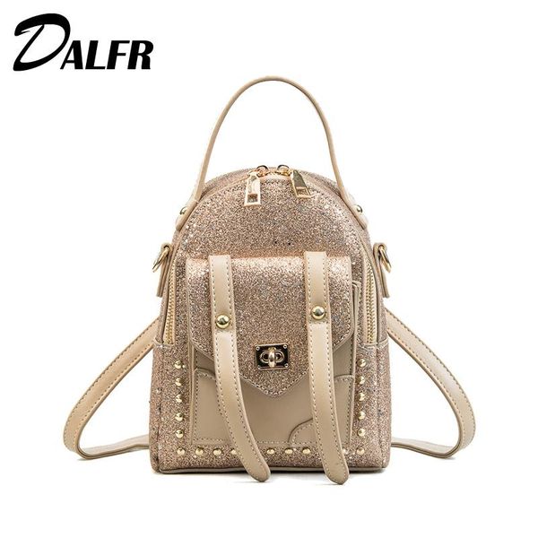

outdoor bags dalfr mini backpack women fashion personality sequins bag ladies small purse casual wild shoulder crossbody