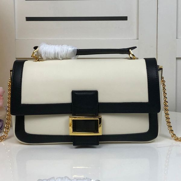 

genuine leather bag chain shoulder bags messenger purse fashion cowhide material hardware f letter lady handbag, Red;black