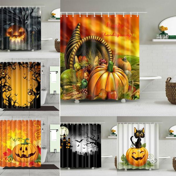 

shower curtains modern festival curtain dark bats smile halloween pumpkin goblin bathroom decoration black bath blackout screen