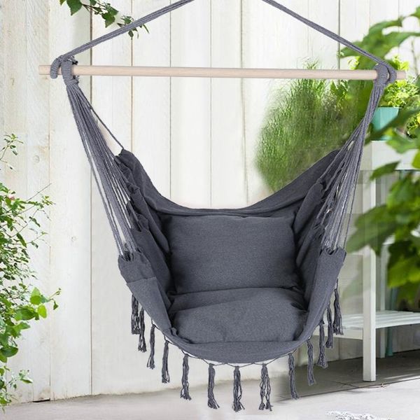 

camp furniture swing chair seat for out/indoor patio tassel garden hammock cotton rope hanging camping [ us stock]