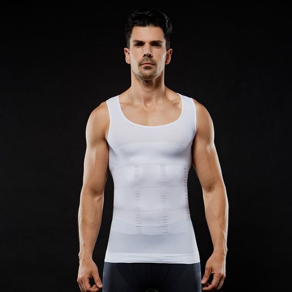 

men's body shapers belt sculpting orthopedic underwear nylon men vest waist abdomen slimming solid beer belly t shirts 3 color, Black;brown