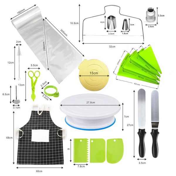 

cake decorating tools kit turntable pastry nozzles cream confectionery bags icing piping tips cakes baking 127pcs &