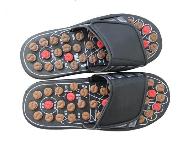 

massage slippers chinese acupressure therapy rotating foot slides summer indoor non slip, Black