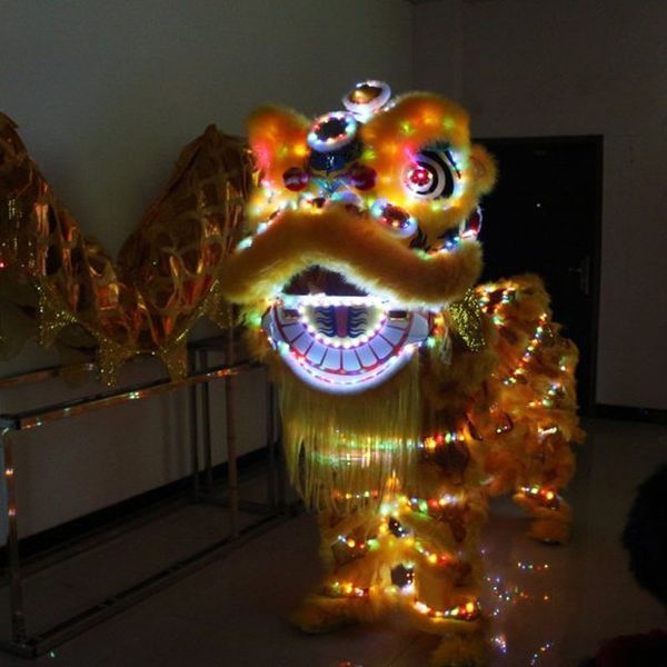 

mascot doll costume led light lion dance equipment wushu lion dancing costume lion dance chinese festival business evening costumes mascot, Red;yellow