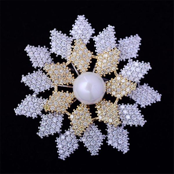 

pins, brooches fashion jewelry white zircon flower for women silver color brooch pins mode female luxury broche pin, Gray
