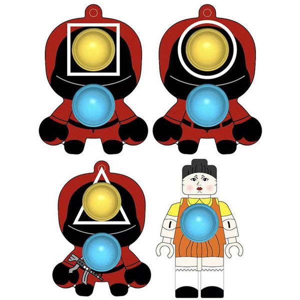 halloween fidget decompression toys keychains squid game protective case push pops about characteristic bubble fingertip sensory toy 3164 q2, Silver