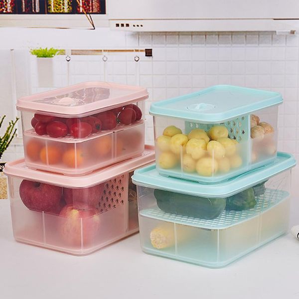 

transparent box kitchen organizer plastic household compartment vegetable fresh-keeping storage containers bottles & jars