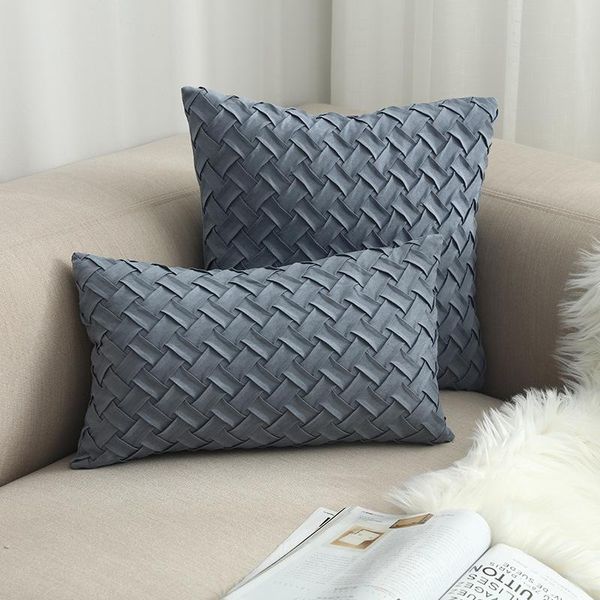 Cuscino/Cuscino Decorativo Junwell Poliestere Finta Pelle Scamosciata Intrecciato Decorativo Peluche Geometria Strutturata Divano Letto Uso Auto Cuscino Decorazioni Per La Casa