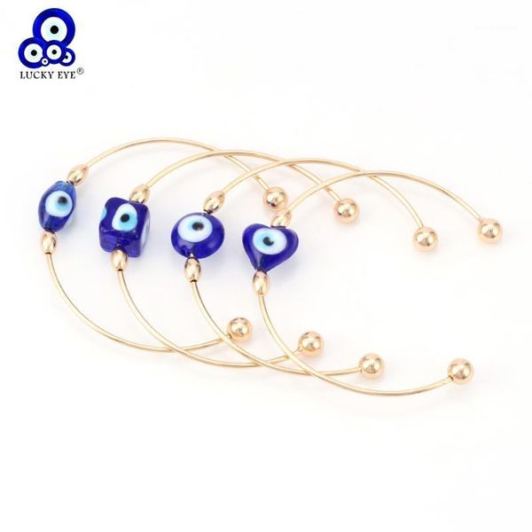 

lucky eye glass evil eye bangle bracelet heart gold copper bangle luxury jewelry for women female bracelet adjustable ey62401, Black