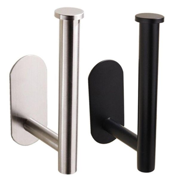 

stainless steel roll paper holder rack wall mount toilet tissue towel punch stand dispenser shelf for home kitchen dropship holders