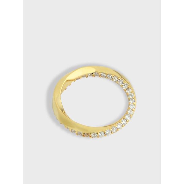 

cluster rings charm s925 sterling silver unique design simple mobius rows cz ring paved austrian zircon fashion women jewelry cool punk, Golden;silver