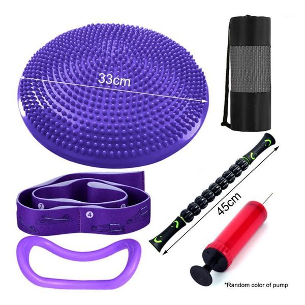 

yoga outfit wobble cushion balance disc set stretch belt ring massage stick for gym home fitness exercise equipment