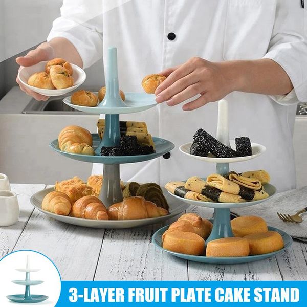 

kitchen storage & organization high qualit party tray detachable 3-layer fruit pastry snack stand for wedding birthday festival home plastic
