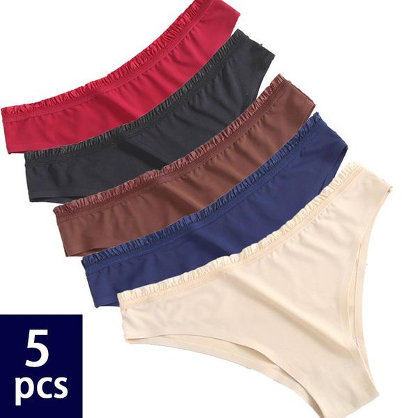 

5pcs women lce silk thongs panties underwear tempting g string thong female underpants low-rise intimates bikini lingerie women's, Black;pink