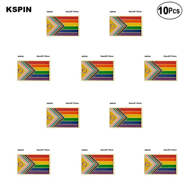 

intersex-inclusive progress pride lapel pin flag badge brooch pins badges 10pcs a lot, Gray