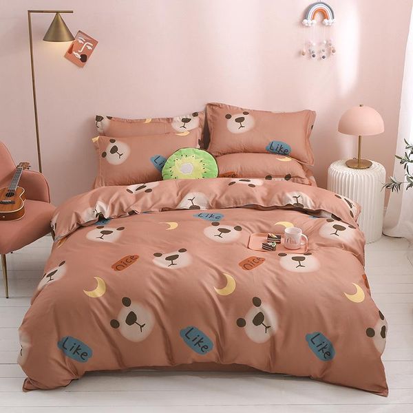 

bedding sets duvet cover set 4 pieces brown bear moon pattern bedclothes include bed sheet pillowcase comforter for kids/oceania