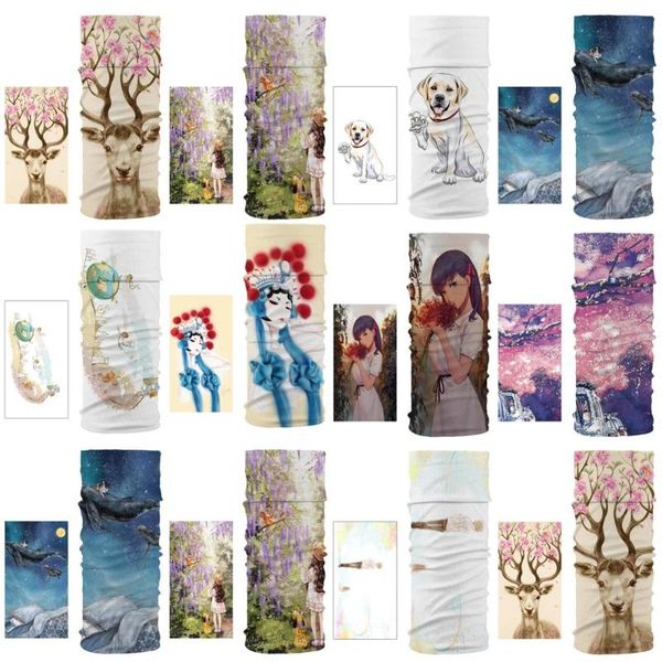 

scarves scarf cartoon pattern bandanas sports ride bicycle motorcycle turban magic fashion soft headband veil, Blue;gray