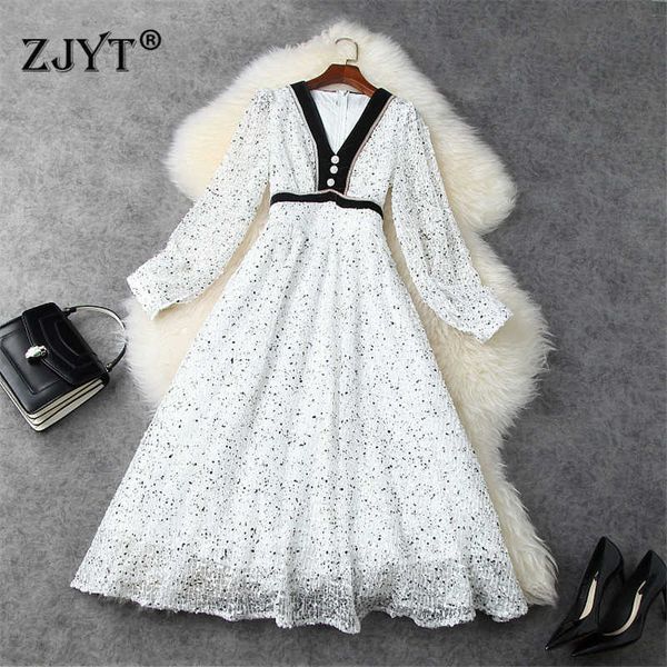

women elegant spring white mesh celebrity party dresses beading v neck empire aline robe femme midi lace vestidos 210601, Black;gray