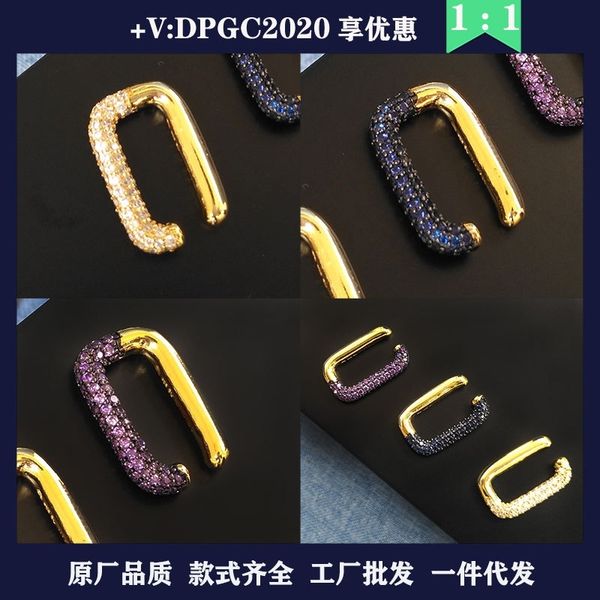 

qy.apm pure silver needle fashion ear clip femininity inlaid diamond single rectangular geometry exquisite earrings, Black