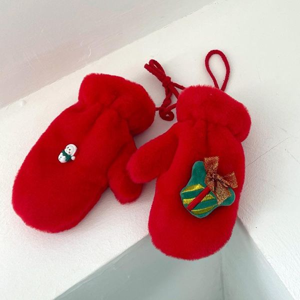 

children's mittens for children winter wool knitted gloves warm rope boy girl baby christmas, White