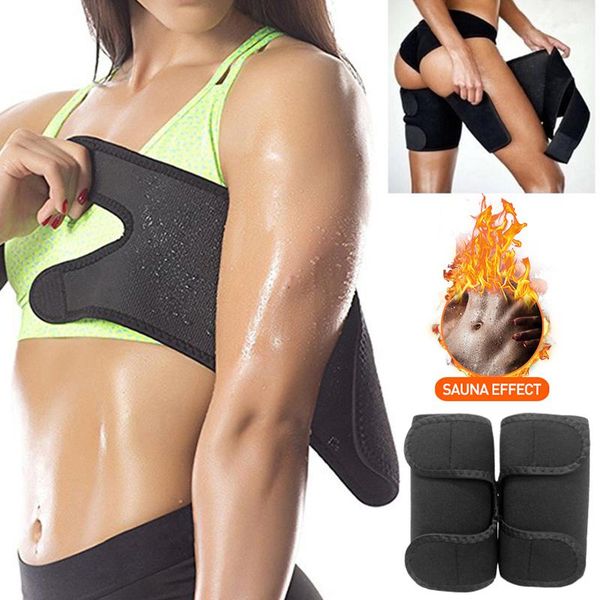 

women's shapers arm trimmer leg trianer body shaper compression belt sleeves for flabby arms and fat burning neoprene sweat shapewear s, Black;white