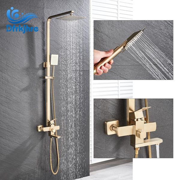 

shower faucet brushed gold bathroom rain shower bath faucet wall mounted bathtub mixer tap set mixer