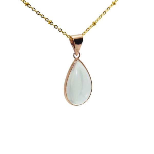 

pendant necklaces fashion natural gem stone jewelry rose gold bezel necklace point water drop clear crystal quartz women, Silver