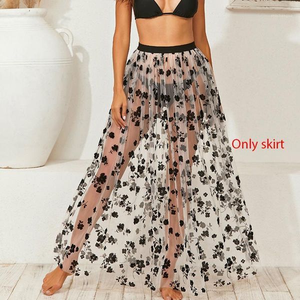

women's swimwear high waist and beachwear floral print swimsuit women mesh bathing suit cover-ups beach dress, White;black