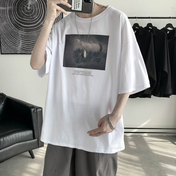 

sve men's t-shirts short t-shirt 2021 summer loose ice cloth, White;black