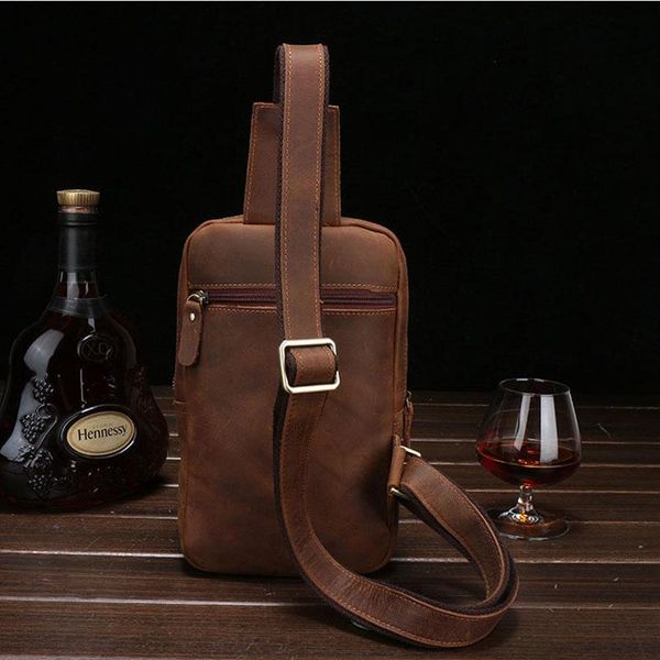 

waist bags boleke genuine crazy horse leather men's sling chest day pack back vintage casual messenger cross body cowhide shoulder bag