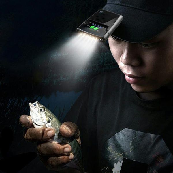 

night fishing usb charging waterproof smart bright super led clip cap light hat brim head wear bike lights