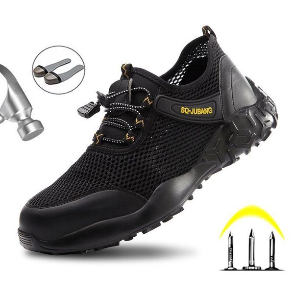 

boots breathable safety shoes work boot steel toe men indestructible summer male sneakers ryder 48, Black