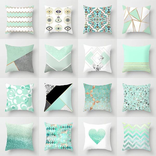 

pillow case green feather pillowcase decorative sofa cushion bed cover home decor car cute 45*45cm